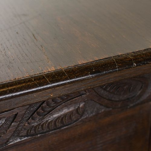 ANTIQUE CARVED OAK COFFER - ADDITIONAL PHOTO 11
