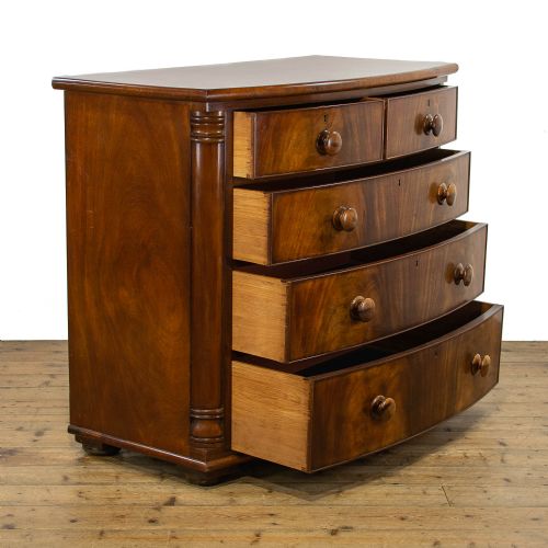 fig 1. Antique Mahogany Bow Front Chest of Drawers