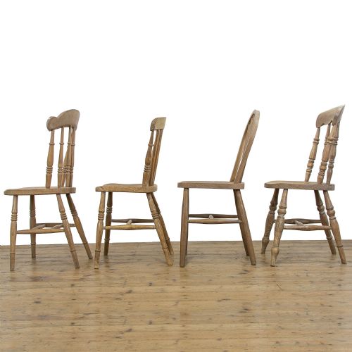 fig 2. Harlequin Set of Four Antique Pine Kitchen Chairs