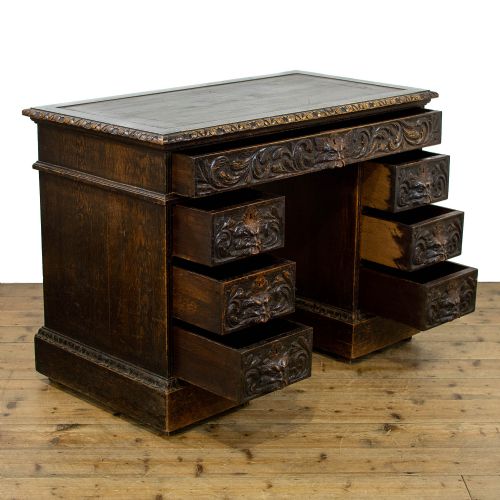 fig 2. Victorian Antique Carved Oak Greenman Desk