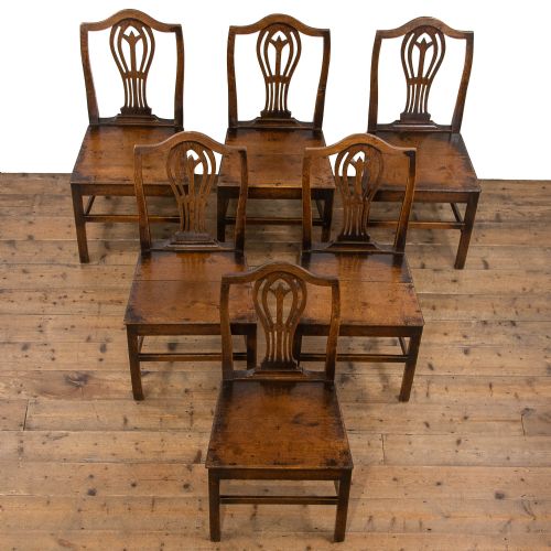 fig 1. Set of Six Antique Oak Farmhouse Chairs