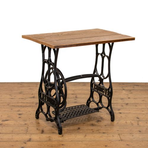 fig 1. Antique New Goodrich Sewing Machine Table with Oak Top