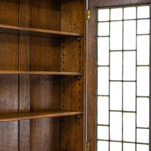 fig 1. Jacobean Revival Antique Oak Bureau Bookcase