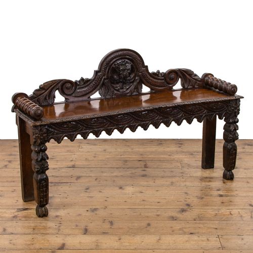 Victorian Antique Oak Hall Bench