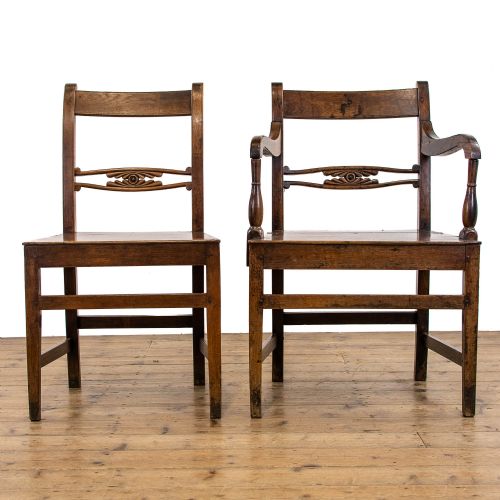 fig 1. Set of Two Antique Oak Farmhouse Chairs