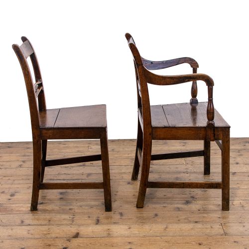 fig 2. Set of Two Antique Oak Farmhouse Chairs