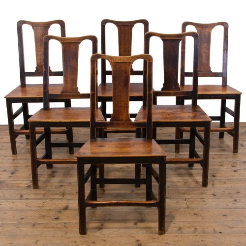 Set of Six Georgian Antique Oak Chairs