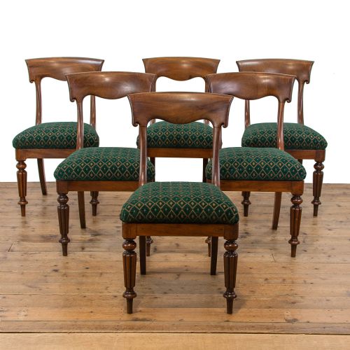 Set of Six Regency Antique Mahogany Upholstered Dining Chairs