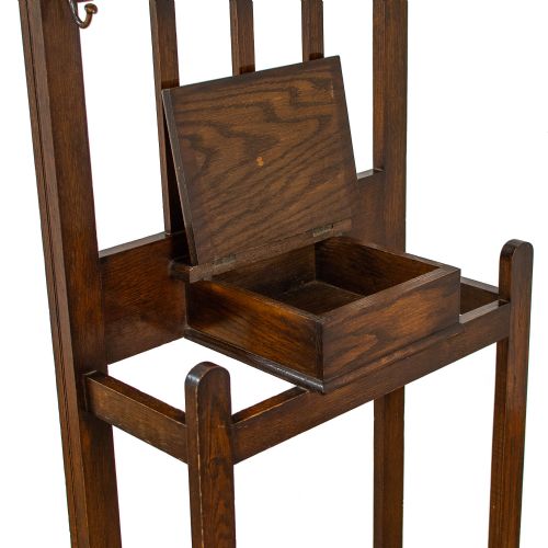 fig 1. Antique Oak Mirror Back Hall Stand