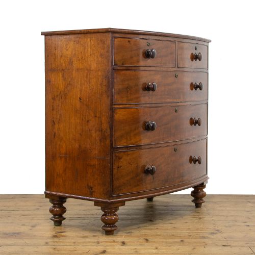 fig 1. Antique Mahogany Bow Fronted Chest of Drawers