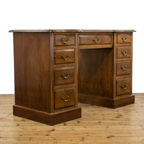 fig 1. Edwardian Antique Kneehole Desk with Leather Top