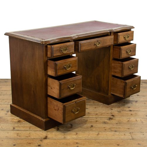 fig 2. Edwardian Antique Kneehole Desk with Leather Top