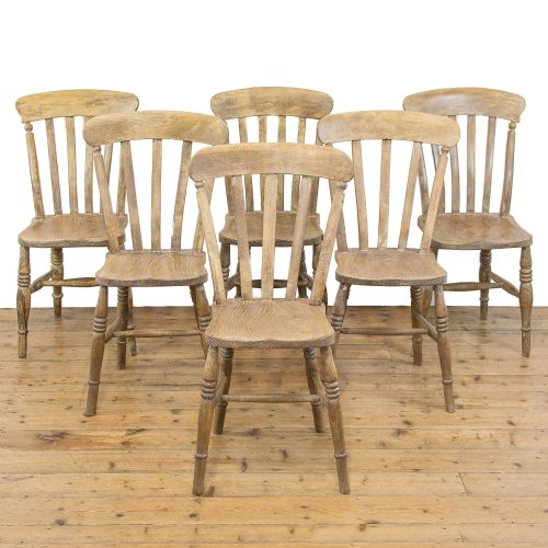 fig 1. Set of Six Antique Pine Kitchen Chairs