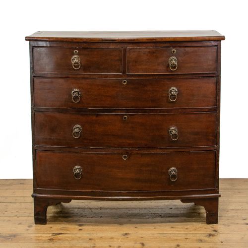 19th Century Antique Mahogany Bow Front Chest of Drawers