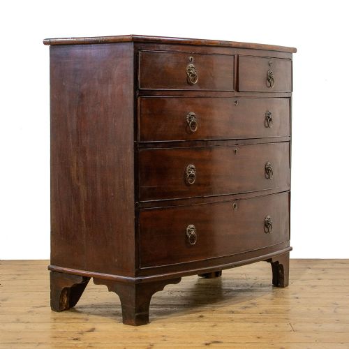 fig 1. 19th Century Antique Mahogany Bow Front Chest of Drawers