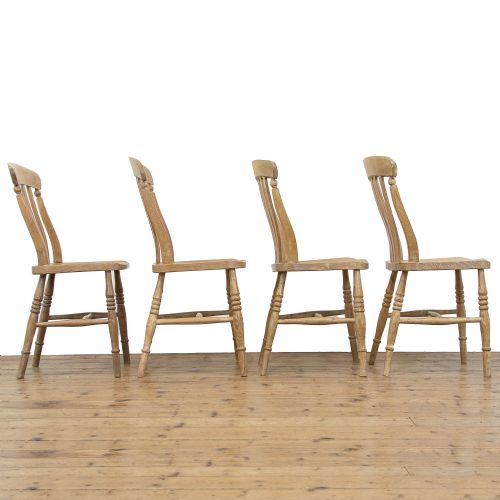 fig 2. Set of Four Antique Pine Farmhouse Kitchen Chairs