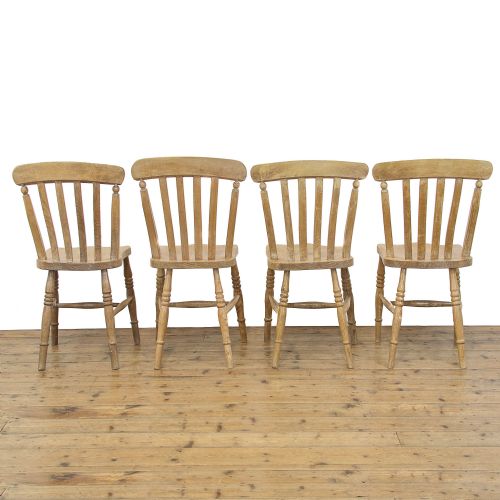 fig 3. Set of Four Antique Pine Farmhouse Kitchen Chairs