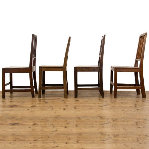 fig 3. Harlequin Set of Four Antique Welsh Oak Farmhouse Chairs