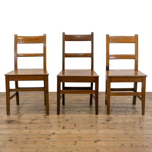 fig 1. Set of Three Antique Oak Farmhouse Kitchen Chairs