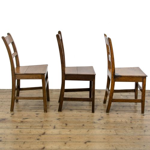 fig 2. Set of Three Antique Oak Farmhouse Kitchen Chairs