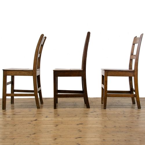 fig 3. Set of Three Antique Oak Farmhouse Kitchen Chairs