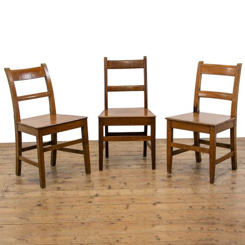Set of Three Antique Oak Farmhouse Kitchen Chairs