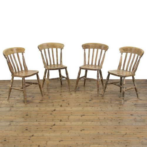 Set of Four Antique Pine Kitchen Chairs