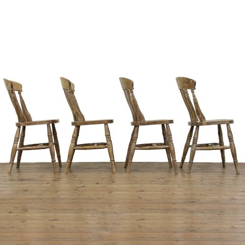 fig 3. Set of Four Antique Pine Kitchen Chairs