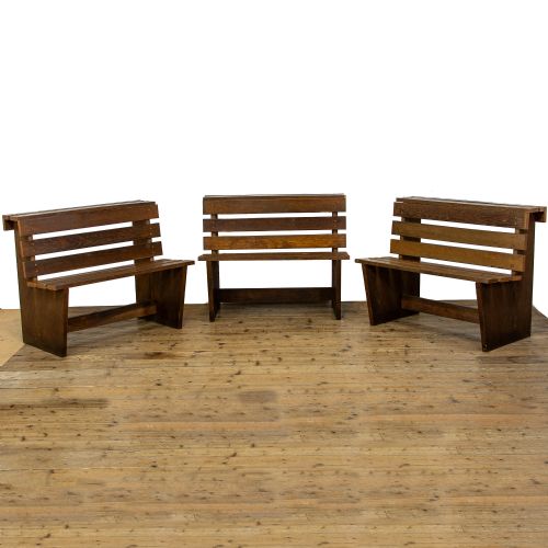 fig 2. Antique Set of Three Oak Benches with Matching Table