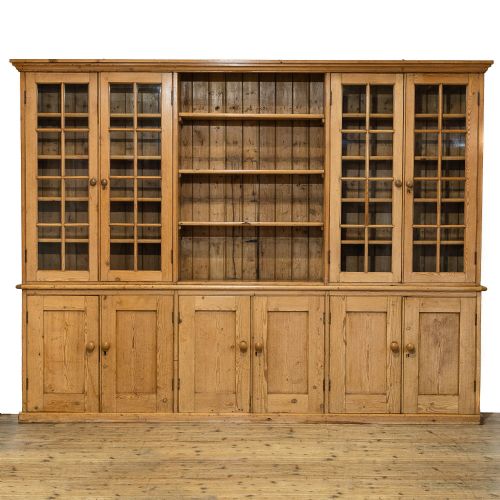 Large Antique Pine Library Bookcase