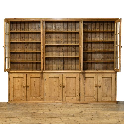 fig 1. Large Antique Pine Library Bookcase