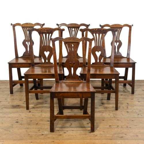 Set of Six Antique Oak Farmhouse Kitchen Chairs