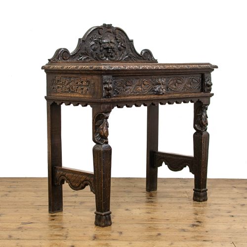 fig 1. Victorian Antique Green Man Oak Hall Table