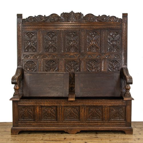 fig 1. Victorian Antique Carved Oak Settle