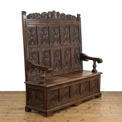 fig 3. Victorian Antique Carved Oak Settle