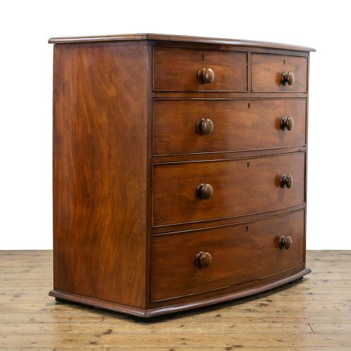 fig 1. Antique Mahogany Bow Front Chest of Drawers