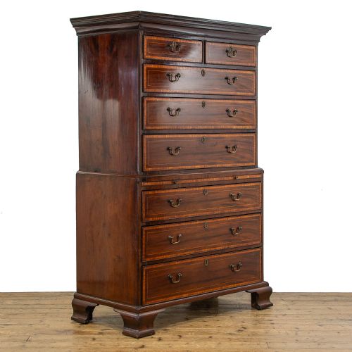 fig 1. Antique Satinwood and Mahogany Chest on Chest