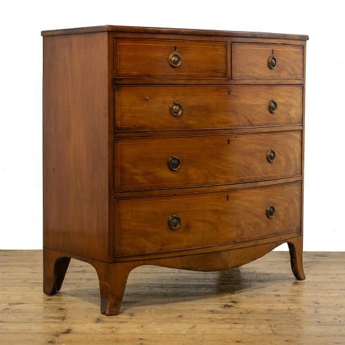 fig 1. Antique Mahogany Bow Front Chest of Drawers
