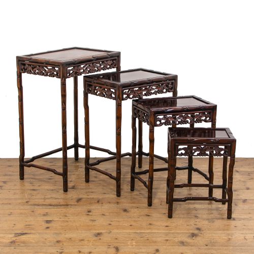 Antique Chinese Carved Quartetto Nest of Tables