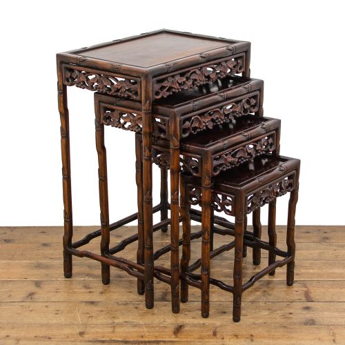 fig 1. Antique Chinese Carved Quartetto Nest of Tables
