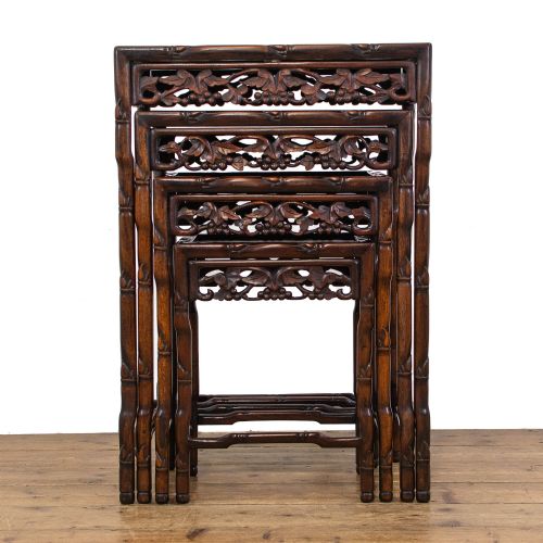 fig 2. Antique Chinese Carved Quartetto Nest of Tables
