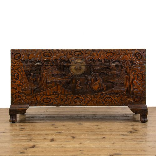 Chinese Carved Camphor Wood Trunk