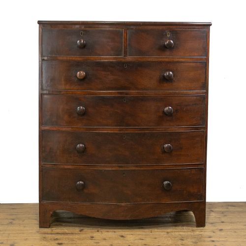 Large Antique Mahogany Bow Front Chest of Drawers