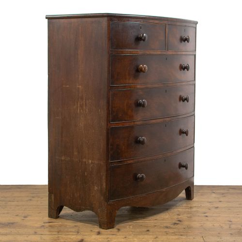 fig 1. Large Antique Mahogany Bow Front Chest of Drawers