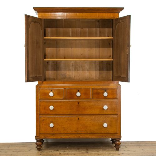 19TH CENTURY ANTIQUE WELSH OAK LINEN PRESS CUPBOARD - ADDITIONAL PHOTO 1
