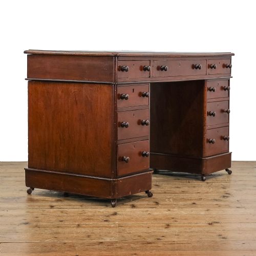 Victorian Antique Mahogany Pedestal Writing Desk
