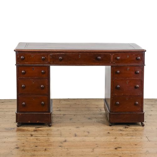 fig 1. Victorian Antique Mahogany Pedestal Writing Desk