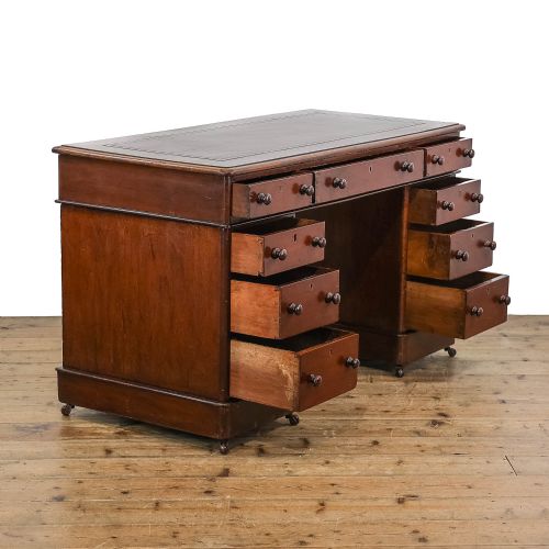 fig 2. Victorian Antique Mahogany Pedestal Writing Desk
