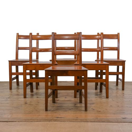 Set of Six Antique Oak Farmhouse Chairs