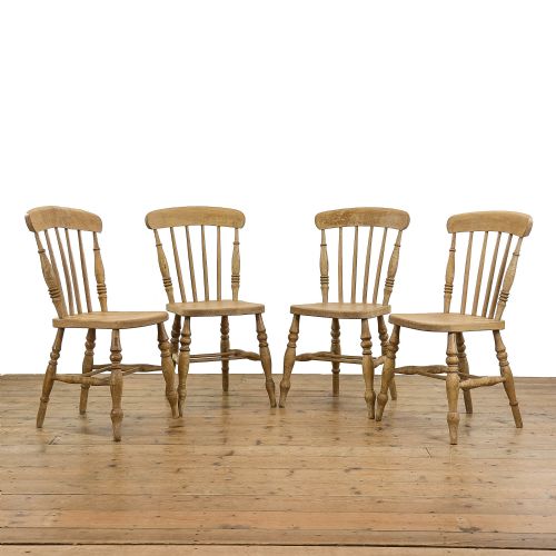 Set of  Four Victorian Antique Pine Kitchen Chairs